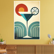 Mid Century Modern Art Mountain Sunrise Martini