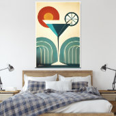 Mid Century Modern Art Mountain Sunrise Martini Leinwanddruck (Insitu (Schlafzimmer))