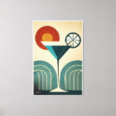 Mid Century Modern Art Mountain Sunrise Martini Leinwanddruck (Vorderseite)