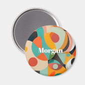 Mid Century Modern Art, Name oder Monogramm geomet Magnet (Vorderseite/Rückseite)