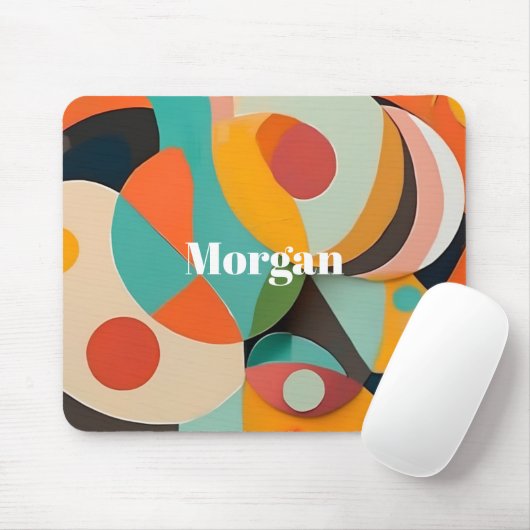 Mid Century Modern Art Name oder Monogramm Geometr Mousepad (Mit Mouse)