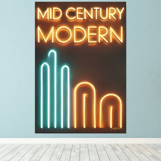 Mid Century Modern Art Neon Sign Design Leinwanddruck (Insitu (Holzboden))