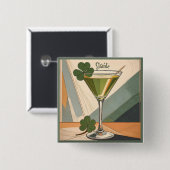 Mid Century Modern Art Shamrock Martini Sláinte! Button (Vorne & Hinten)
