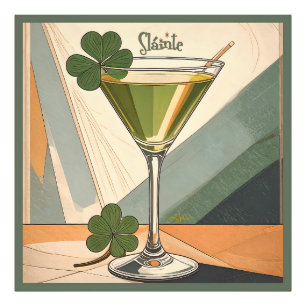 Mid Century Modern Art Shamrock Martini Sláinte! Fotodruck