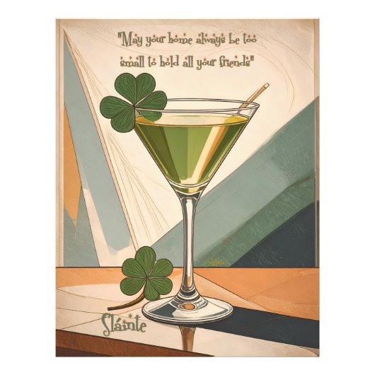 Mid Century Modern Art Shamrock Martini Sláinte!  Fotodruck (Vorne)