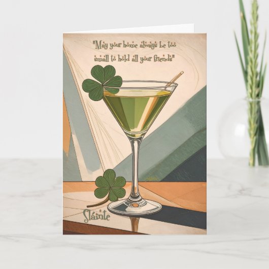 Mid Century Modern Art Shamrock Martini Sláinte! Karte (Vorderseite)