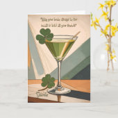 Mid Century Modern Art Shamrock Martini Sláinte! Karte (Gelbe Blume)