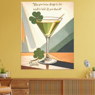 Mid Century Modern Art Shamrock Martini Sláinte! Leinwanddruck