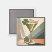 Mid Century Modern Art Shamrock Martini Sláinte! Magnet (Vorderseite/Rückseite)