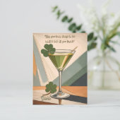 Mid Century Modern Art Shamrock Martini Sláinte! Postkarte (Stehend Vorderseite)
