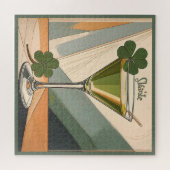 Mid Century Modern Art Shamrock Martini Sláinte!  Puzzle (Horizontal)