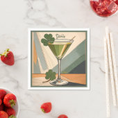 Mid Century Modern Art Shamrock Martini Sláinte! Serviette (Beispiel)