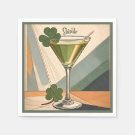 Mid Century Modern Art Shamrock Martini Sláinte! Serviette