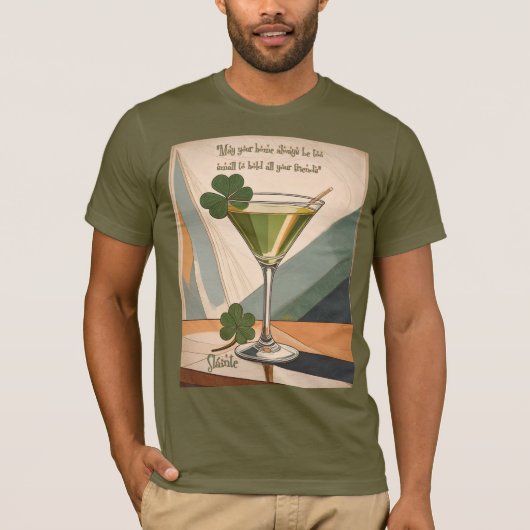 Mid Century Modern Art Shamrock Martini Sláinte! T-Shirt (Vorderseite)