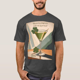 Mid Century Modern Art Shamrock Martini Sláinte! T-Shirt