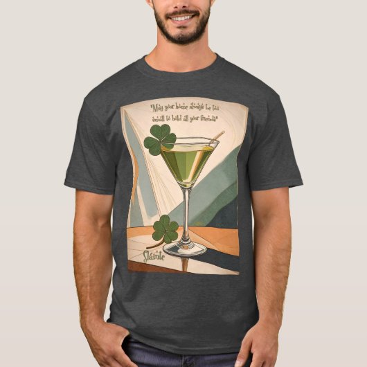 Mid Century Modern Art Shamrock Martini Sláinte! T-Shirt (Vorderseite)