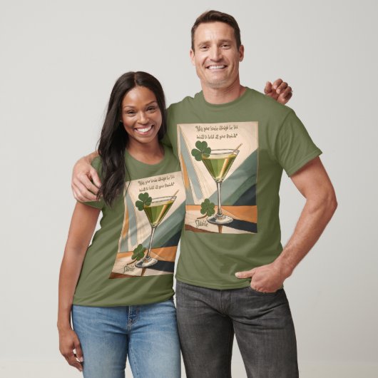Mid Century Modern Art Shamrock Martini Sláinte! T-Shirt (Unisex)