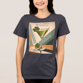 Mid Century Modern Art Shamrock Martini Sláinte!  Tri-Blend Shirt