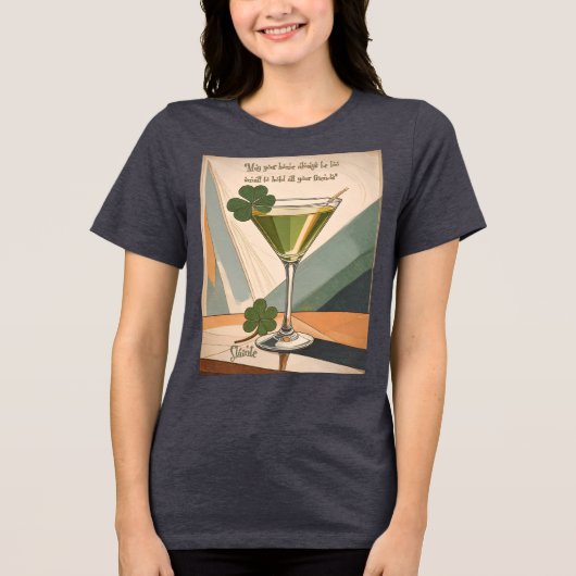 Mid Century Modern Art Shamrock Martini Sláinte!  Tri-Blend Shirt (Vorderseite)