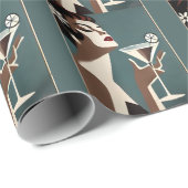 Mid Century Modern Art The Martini DIva Geschenkpapier (Rolleneckpunkt)