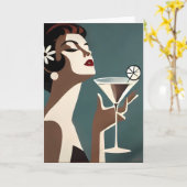 Mid Century Modern Art The Martini DIva Karte (Gelbe Blume)