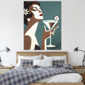 Mid Century Modern Art The Martini DIva Leinwanddruck (Insitu (Schlafzimmer))