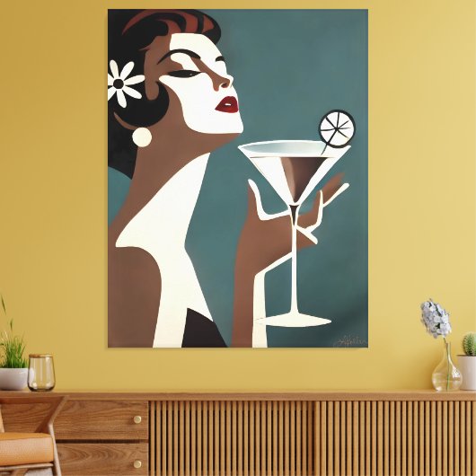 Mid Century Modern Art The Martini DIva Leinwanddruck (Insitu (Wohnzimmer))