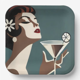 Mid Century Modern Art The Martini DIva Pappteller