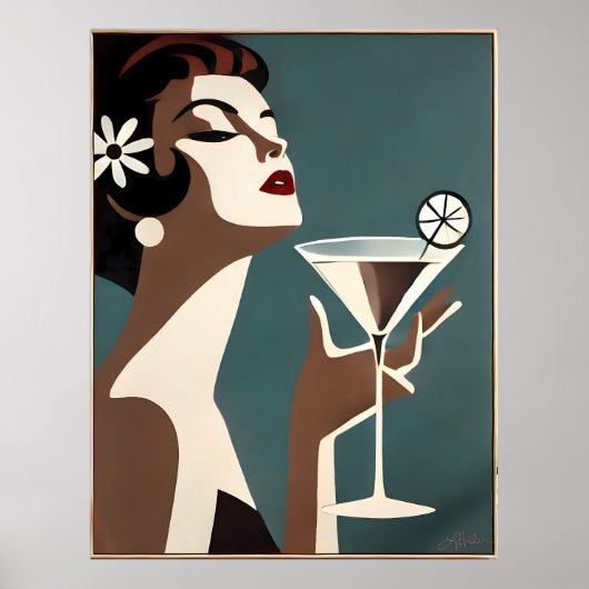 Mid Century Modern Art The Martini DIva Poster (Vorne)