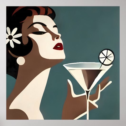 Mid Century Modern Art The Martini DIva Poster (Vorne)