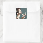 Mid Century Modern Art The Martini DIva Quadratischer Aufkleber (Tasche)