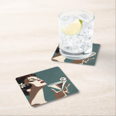 Mid Century Modern Art The Martini DIva Rechteckiger Pappuntersetzer (Vor Ort)