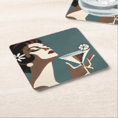 Mid Century Modern Art The Martini DIva Rechteckiger Pappuntersetzer (angewinkelt)