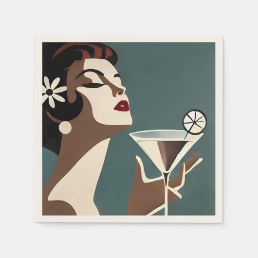 Mid Century Modern Art The Martini DIva Serviette (Vorderseite)
