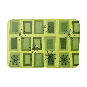 Mid Century Modern Art'Wonky Doors' Chartreuse Badematte