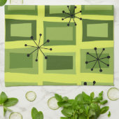 Mid Century Modern Art'Wonky Doors' Chartreuse Geschirrtuch (Gefaltet)