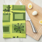 Mid Century Modern Art'Wonky Doors' Chartreuse Geschirrtuch (Viertel Falte)