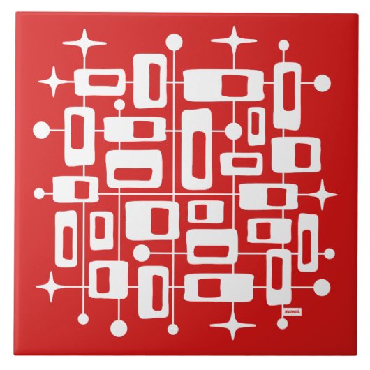Mid-Century-Modern-Atom-Abstrakt Fliese (Vorderseite)