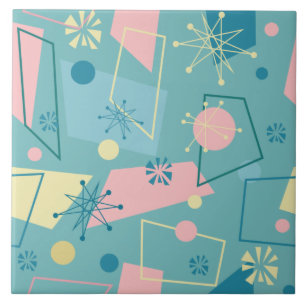 Mid-Century-Modern-Atom-Retro-Design in Türkis Fliese