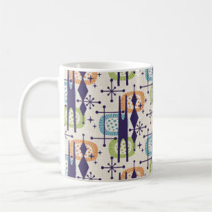 Mid-Century-Modern-Atom-Zeitalter-Abstraktes Muste Kaffeetasse