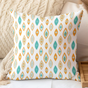 Mid Century Modern Atomare Formen Aqua, Orange Kissen