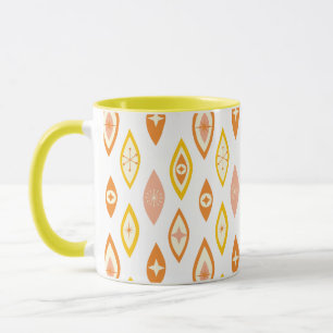 Mid Century Modern Atombomben-Design Orange, Gelb Tasse