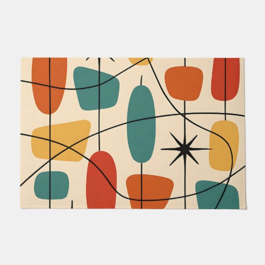 Mid Century Modern Atomic Abstrakt Fußmatte (Vorderseite)