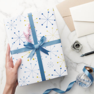 Mid-Century Modern Atomic Age Blau Gelb Geschenkpapier