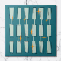 Mid Century Modern Atomic Blocks Türkis, Aqua