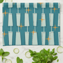 Mid Century Modern Atomic Blocks Türkis, Aqua