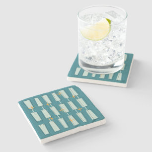 Mid Century Modern Atomic Blocks Türkis, Aqua Steinuntersetzer