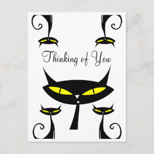 Mid Century Modern Atomic Cat - Ich denke an Dich Postkarte
