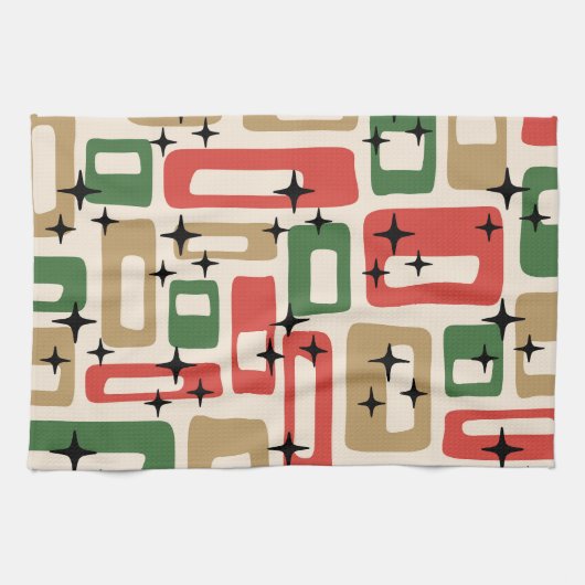 Mid Century Modern Atomic Christmas Geschirrtuch (Horizontal)