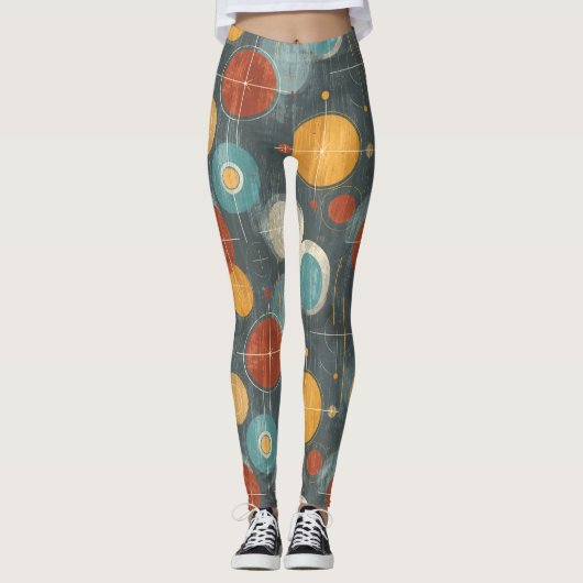 Mid-Century Modern Atomic Circles Leggings (Vorderseite)